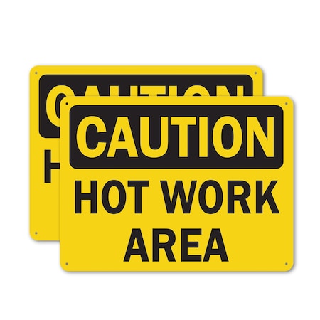 Signmission Hot Surface Sign, 10 in H x 14 in W, Plastic, Hot Work Area OS-2PACK-CS-P-1014-L-19189